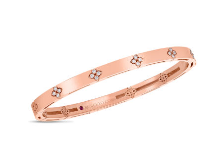 Roberto Coin 18Kt Rose Gold Love In Verona 0.15 Round Natural Diamond Bangle Bracelet Cheap