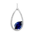 14kt White Gold Chatham Lab-Created Blue Sapphire Pendant Cheap