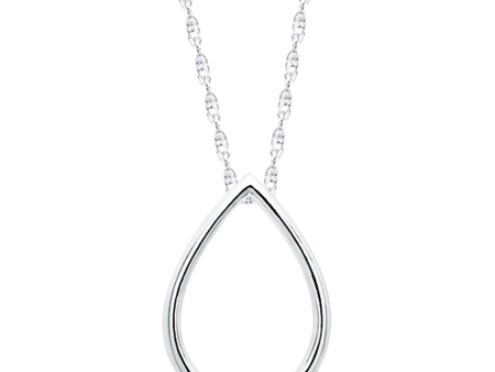 10Kt White Gold Teardrop Pendant with .05cttw Natural Diamond Discount