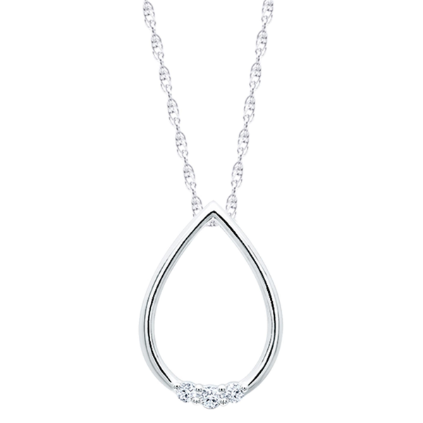 10Kt White Gold Teardrop Pendant with .05cttw Natural Diamond Discount