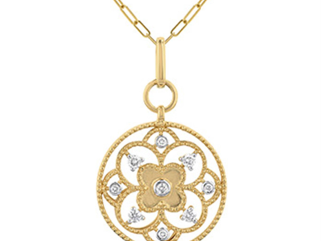 14Kt Yellow Gold Circle Pendant 0.25cttw Natural Diamonds on Sale