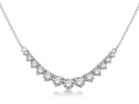 14K White Gold Graduated Diamond Milestone Necklace with 13 Diamonds Totaling .50Cttw Online