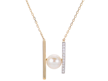 14Kt Yellow Gold Contemporary Pendant with mm Fresh Water Cultured Pearl Online