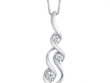 10Kt White Gold Wave Pendant With .10cttw Natural Diamonds Hot on Sale