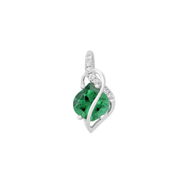 14kt White Gold Chatham Lab-Created Emerald Pendant Cheap