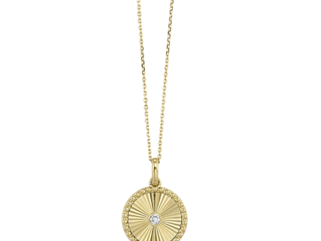 10Kt Yellow Gold Fluted Sunburst Pendant with .05 Natural Diamond Online Sale