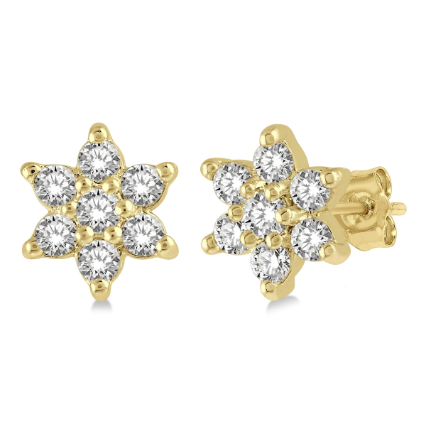 Lasker Petites 10Kt Yellow Gold Flower Stud Earrings with 0.15cttw Natural Diamonds Hot on Sale