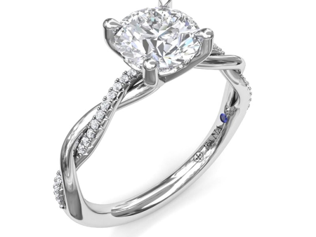 14Kt White Gold Free-Form Engagement Ring Mounting with 0.10cttw Natural Diamonds Online Sale