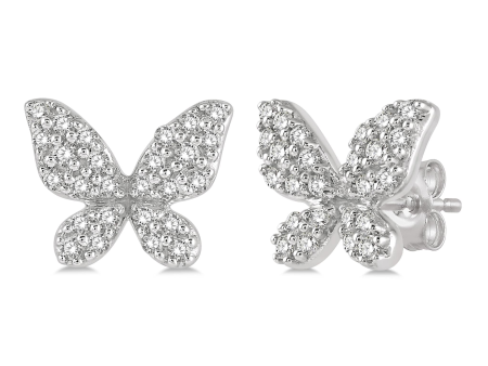 Lasker Petites 10Kt White Gold Butterfly Stud Earrings with 0.20cttw Natural Diamonds For Discount