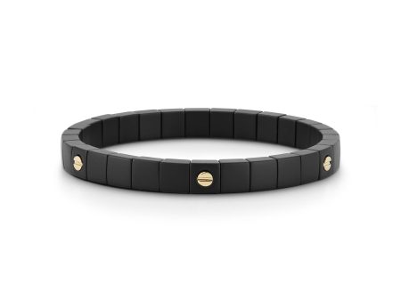 Roberto Demeglio Scacco Bracelet in Black Matte Ceramic with 6 18Kt Yellow Gold Screws Supply