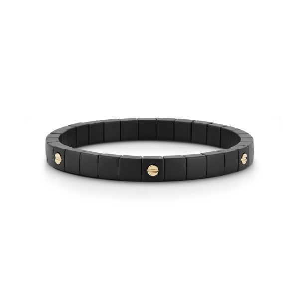 Roberto Demeglio Scacco Bracelet in Black Matte Ceramic with 6 18Kt Yellow Gold Screws Supply