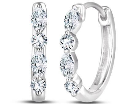 14Kt White Gold Vanessa Oval Hoop Earrings With .50cttw Natural Diamonds Cheap