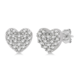 Lasker Petites-10Kt White Gold Heart Stud Earrings with 0.10cttw Natural Diamonds Online Sale