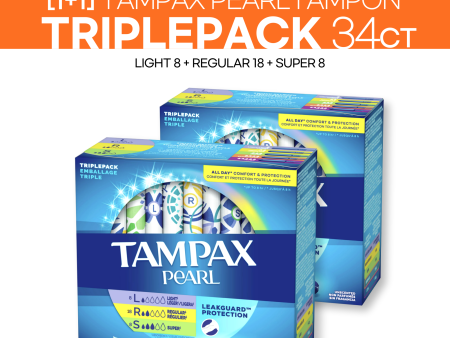 [1+1] Tampax Pearl Triplepack 34ct (Light 8ct+Regular 18ct+Super 8ct) For Cheap