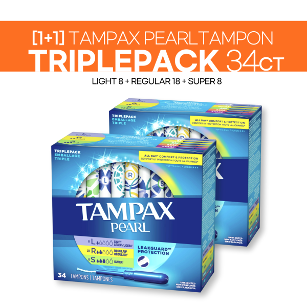 [1+1] Tampax Pearl Triplepack 34ct (Light 8ct+Regular 18ct+Super 8ct) For Cheap