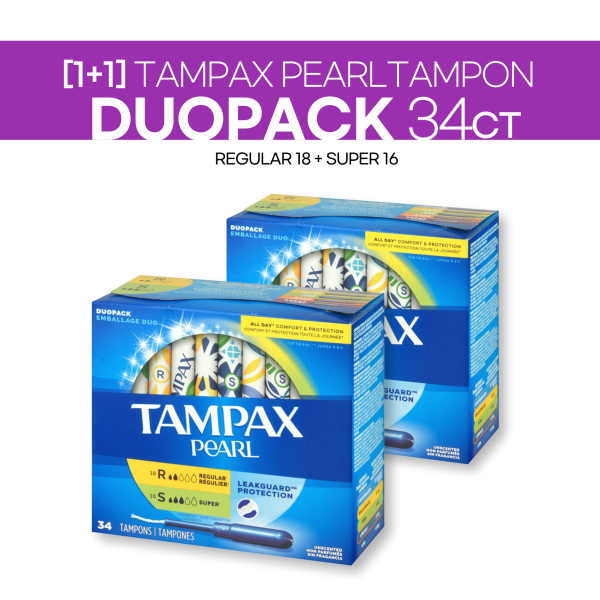 [1+1] Tampax Pearl Duopack 34ct (Regular 18ct+Super 16ct) Sale