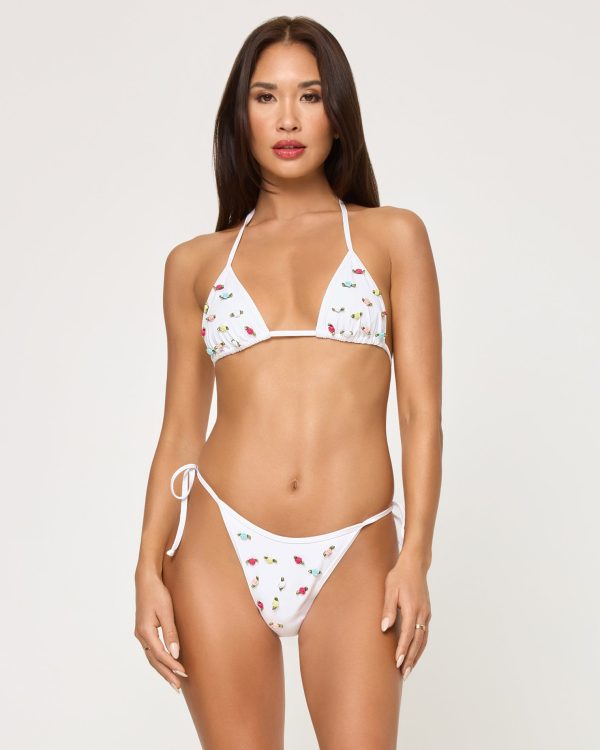 Levy Bikini Bottom - White Rosette on Sale