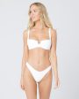 Pointelle Rib Cabana Bikini Bottom - White Hot on Sale