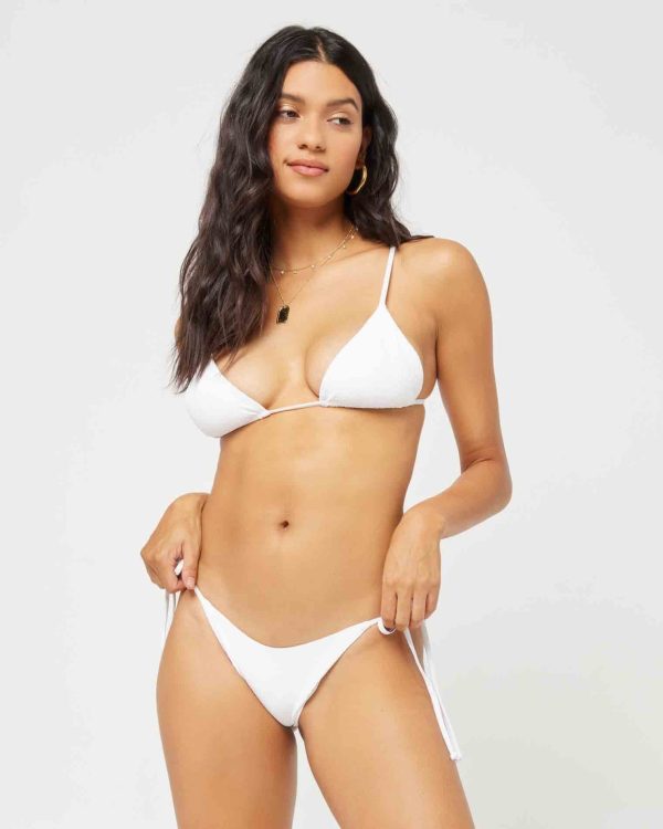 Pointelle Rib Lennox Bikini Bottom - White For Discount