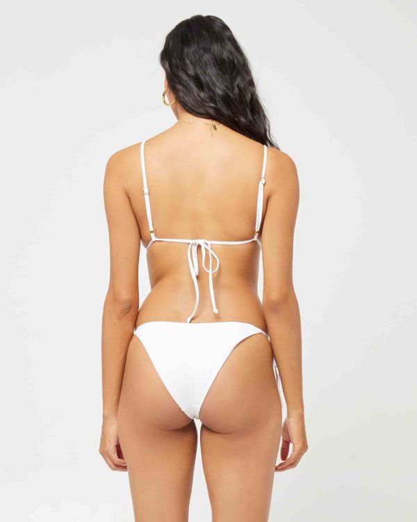 Pointelle Rib Lennox Bikini Bottom - White For Discount