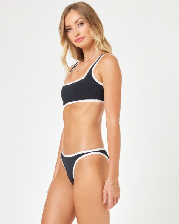 Seam-Free Color Block Camacho Bikini Bottom - Black-Cream Discount